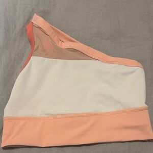 Born Primitive Peach and White One-Shoulder Sports Bra
